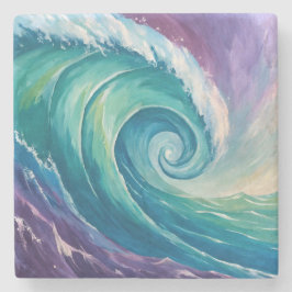 Abstracte Oceaangolfspiraal Stenen Onderzetter