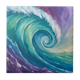 Abstracte Oceaangolfspiraal Tegeltje