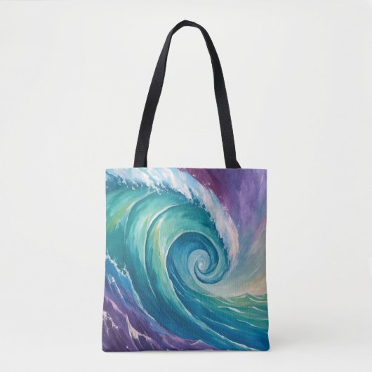 Abstracte oceaangolfspiraal tote bag (Voorkant)