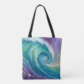 Abstracte oceaangolfspiraal tote bag (Achterkant)