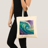 Abstracte Oceaangolfspiraal Tote Bag (Voorkant (product))