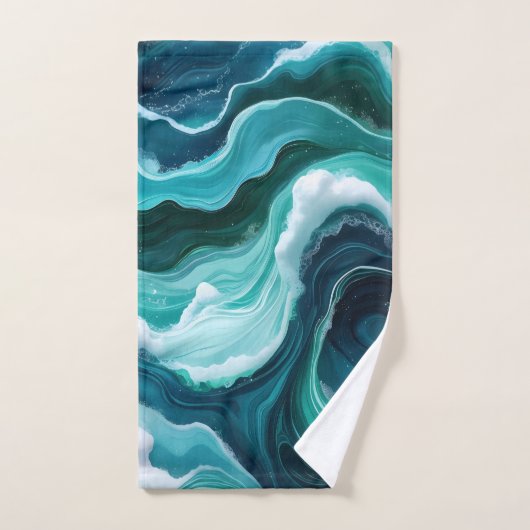 Abstracte oceaangolven bad handdoek (Handdoek)