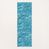 Abstracte oceaangolven blauw patroon yogamat (Voorkant)
