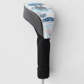 Abstracte oceaangolven blauw roze textuurpatroon golfheadcover (Schuin)