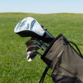 Abstracte oceaangolven blauw roze textuurpatroon golfheadcover (Insitu)