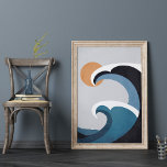 Abstracte oceaangolven en zon poster<br><div class="desc">Dit abstracte oceaangolven en zon poster is ideaal als een huisverwarmend cadeau voor boho strand en surf liefhebbers.</div>