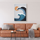 Abstracte oceaangolven en zon poster