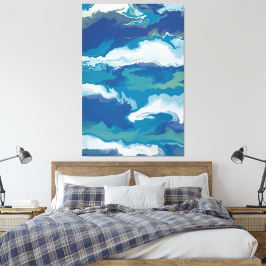 Abstracte oceaangolven in een stormachtige lucht - canvas afdruk (Insitu (Slaapkamer))