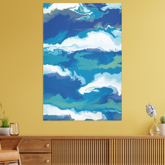 Abstracte oceaangolven in een stormachtige lucht - canvas afdruk (Insitu (Woonkamer))