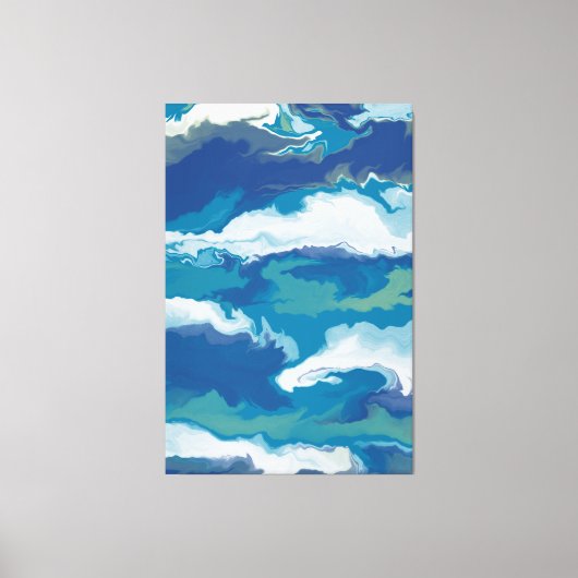 Abstracte oceaangolven in een stormachtige lucht - canvas afdruk (Voorkant)