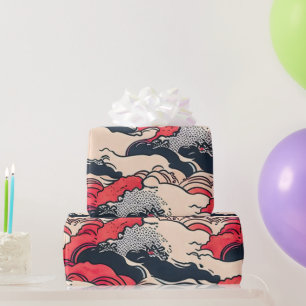 Abstracte oceaangolven Japanse stijlkunst Cadeaupapier