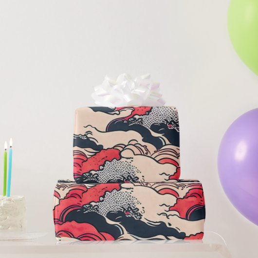 Abstracte oceaangolven Japanse stijlkunst | Cadeaupapier (Feestgeschenken)