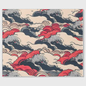 Abstracte oceaangolven Japanse stijlkunst | Cadeaupapier (Vlak)