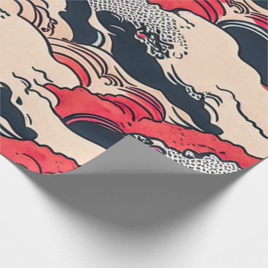 Abstracte  oceaangolven Japanse stijlkunst | Cadeaupapier (Hoek)