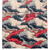 Abstracte oceaangolven Japanse stijlkunst | Douchegordijn (Voorkant)
