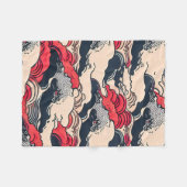 Abstracte  oceaangolven Japanse stijlkunst | Fleece Deken (Voorkant (Horizontaal))