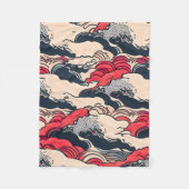 Abstracte  oceaangolven Japanse stijlkunst | Fleece Deken (Voorkant)