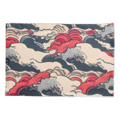 Abstracte oceaangolven Japanse stijlkunst | Kussensloop (Achterkant-Links)