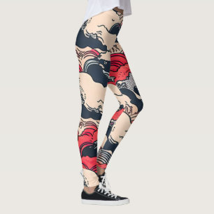 Abstracte  oceaangolven Japanse stijlkunst   Leggings