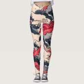 Abstracte  oceaangolven Japanse stijlkunst | Leggings (Voorkant)
