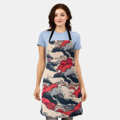 Abstracte oceaangolven Japanse stijlkunst | Schort (Gedragen)