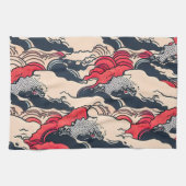 Abstracte  oceaangolven Japanse stijlkunst | Theedoek (Horizontaal)