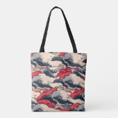 Abstracte  oceaangolven Japanse stijlkunst | Tote Bag (Achterkant)
