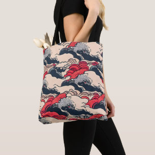 Abstracte  oceaangolven Japanse stijlkunst   Tote Bag