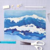 Abstracte oceaangolven met getextureerde slagen tissuepapier (Craft)