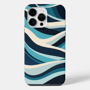 Abstracte oceaangolven minimaal patroon blauw cyaa iPhone 14 pro max hoesje