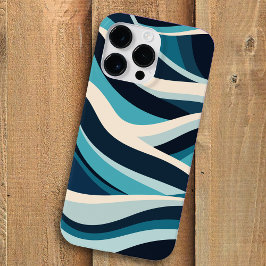 Abstracte oceaangolven minimal patroonblauw cyaan Case-Mate iPhone 14 pro max hoesje