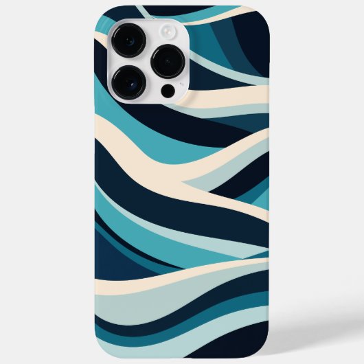 Abstracte oceaangolven minimal patroonblauw cyaan Case-Mate iPhone case (Achterkant)