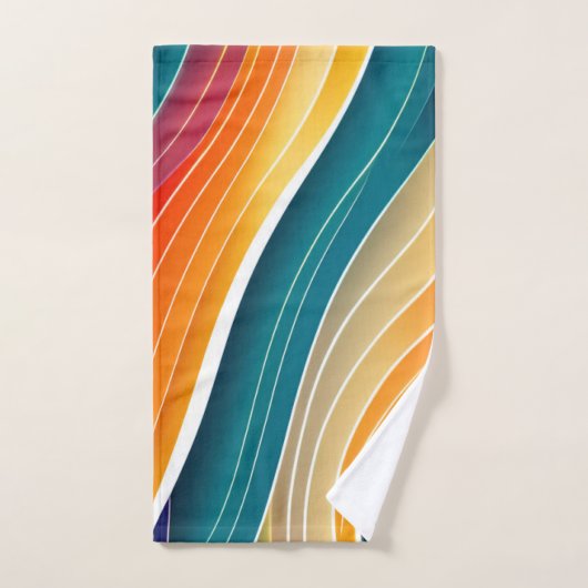 Abstracte oceaangolven regenboogpatroon bad handdoek (Handdoek)