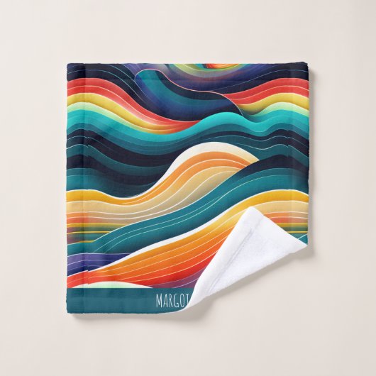 Abstracte oceaangolven regenboogpatroon bad handdoek (Wasdoekje)