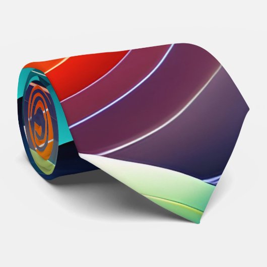 Abstracte oceaangolven regenboogpatroon stropdas (Opgerold)