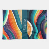 Abstracte oceaangolven regenboogpatroon theedoek (Horizontaal)