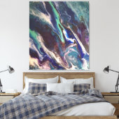 Abstracte oceaankleuren in een gemarmerde canvasaf canvas afdruk (Insitu (Slaapkamer))