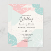 Abstracte oceaankoraal huwelijksuitnodiging BUDGET (Voorkant / Achterkant)