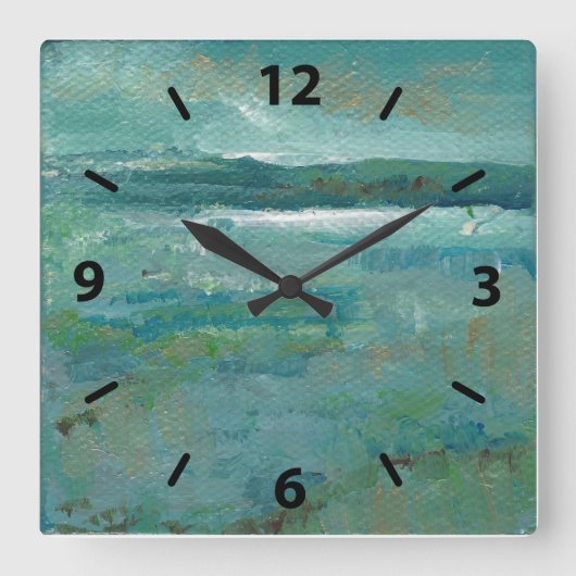 Abstracte oceaankunst kuststrand vierkante klok (Voorkant)