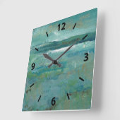 Abstracte oceaankunst kuststrand vierkante klok (Hoek)