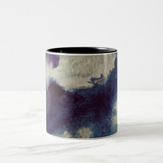 Abstracte oceaankunst tweekleurige koffiemok (Center)