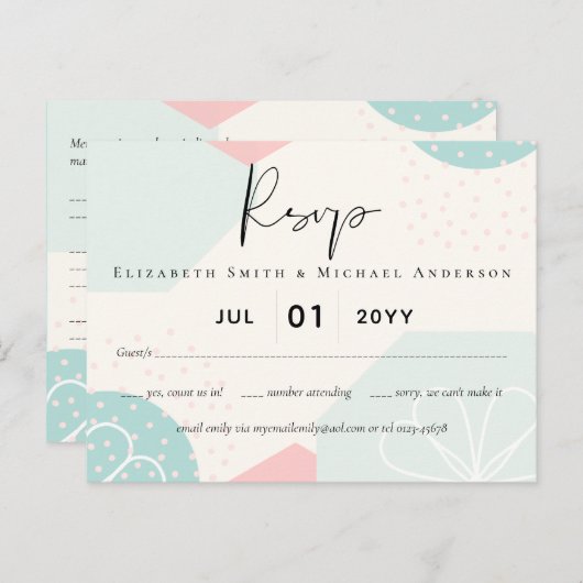 Abstracte Oceaantint Koraal Bruiloft RSVP Briefkaart (Voorkant / Achterkant)