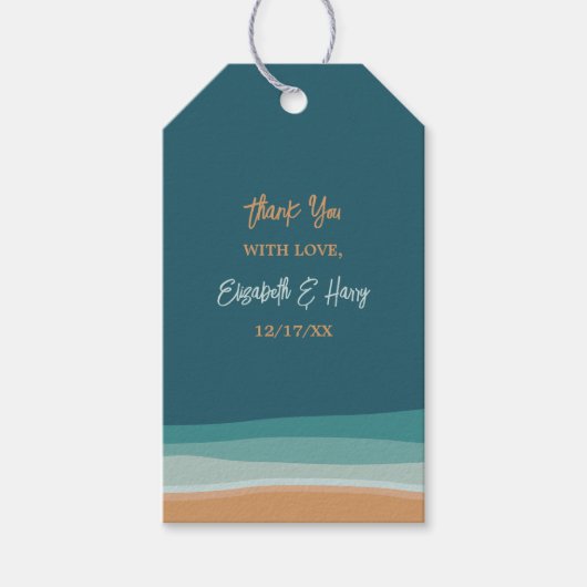 Abstracte Ocean Beach bruiloft Cadeaulabel (Voorkant)