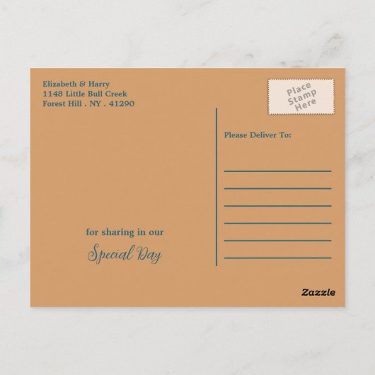 Abstracte Ocean Beach bruiloft dank u Briefkaart (Achterkant)