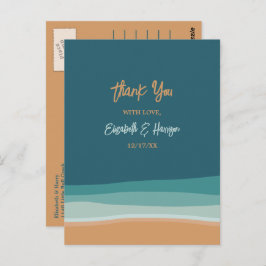 Abstracte Ocean Beach bruiloft dank u Briefkaart