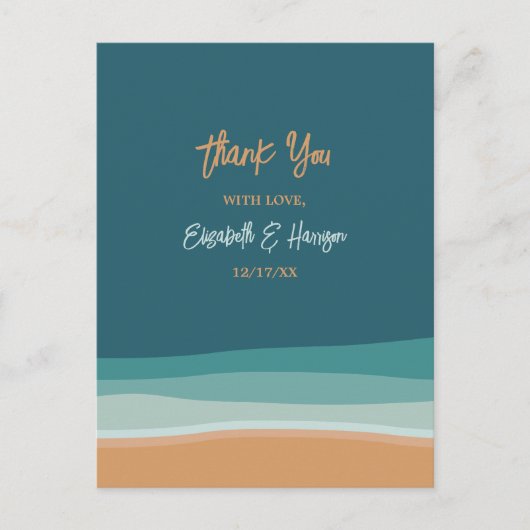 Abstracte Ocean Beach bruiloft dank u Briefkaart (Voorkant)