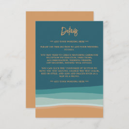 Abstracte Ocean Beach bruiloft detail Informatiekaartje