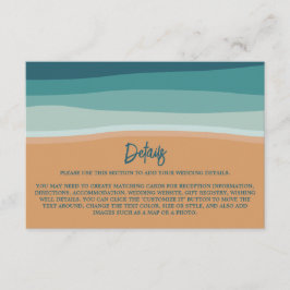 Abstracte Ocean Beach bruiloft detail Informatiekaartje