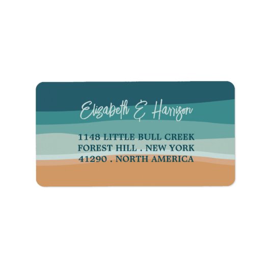 Abstracte Ocean Beach bruiloft Etiket (Voorkant)