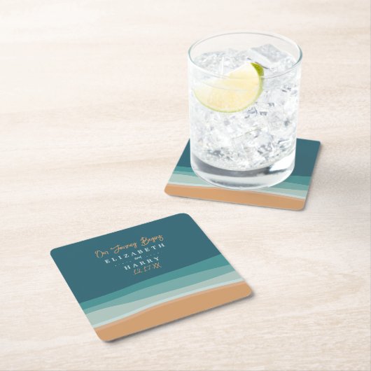 Abstracte Ocean Beach bruiloft Kartonnen Onderzetters (Insitu)